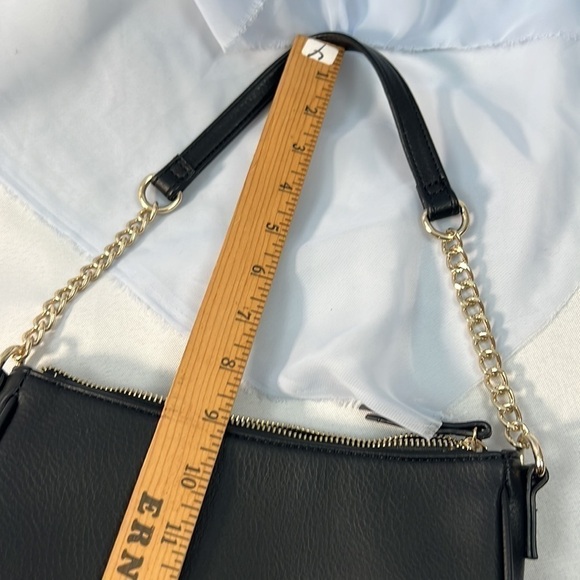 INC black non-leather shoulder bag with partial gold chain strap and zip closure - Picture 10 of 10